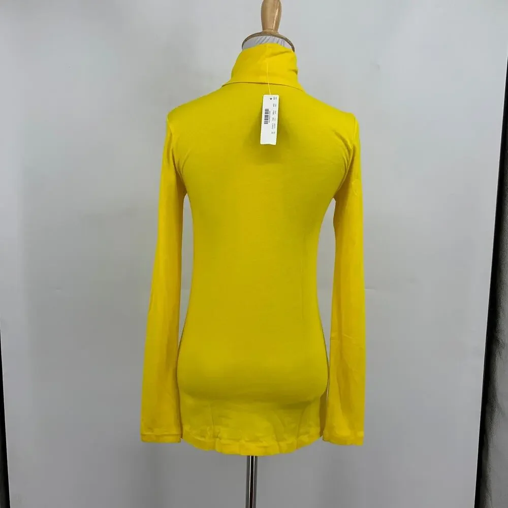 J Crew T Shirt Womens XS Extra Small Yellow Soft Tissue Turtleneck Lightweight